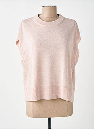 Pull col rond manches courtes rose GEISHA femme