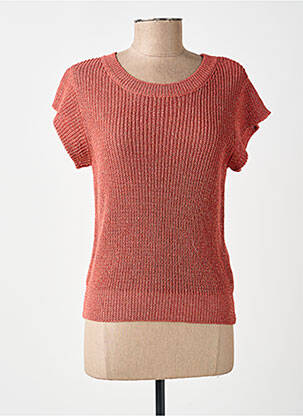 Pull coupe cintrée manches courtes rouge GEISHA femme