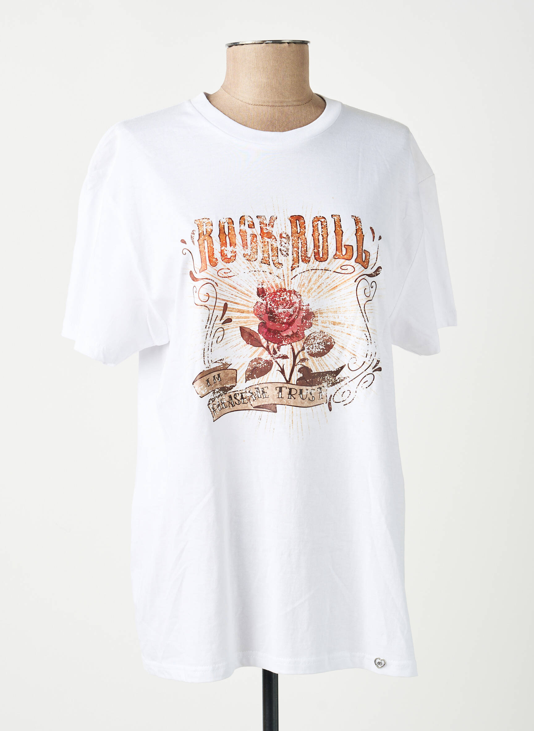 T-shirt sérigraphie floquée manches courtes blanc PLEASE femme