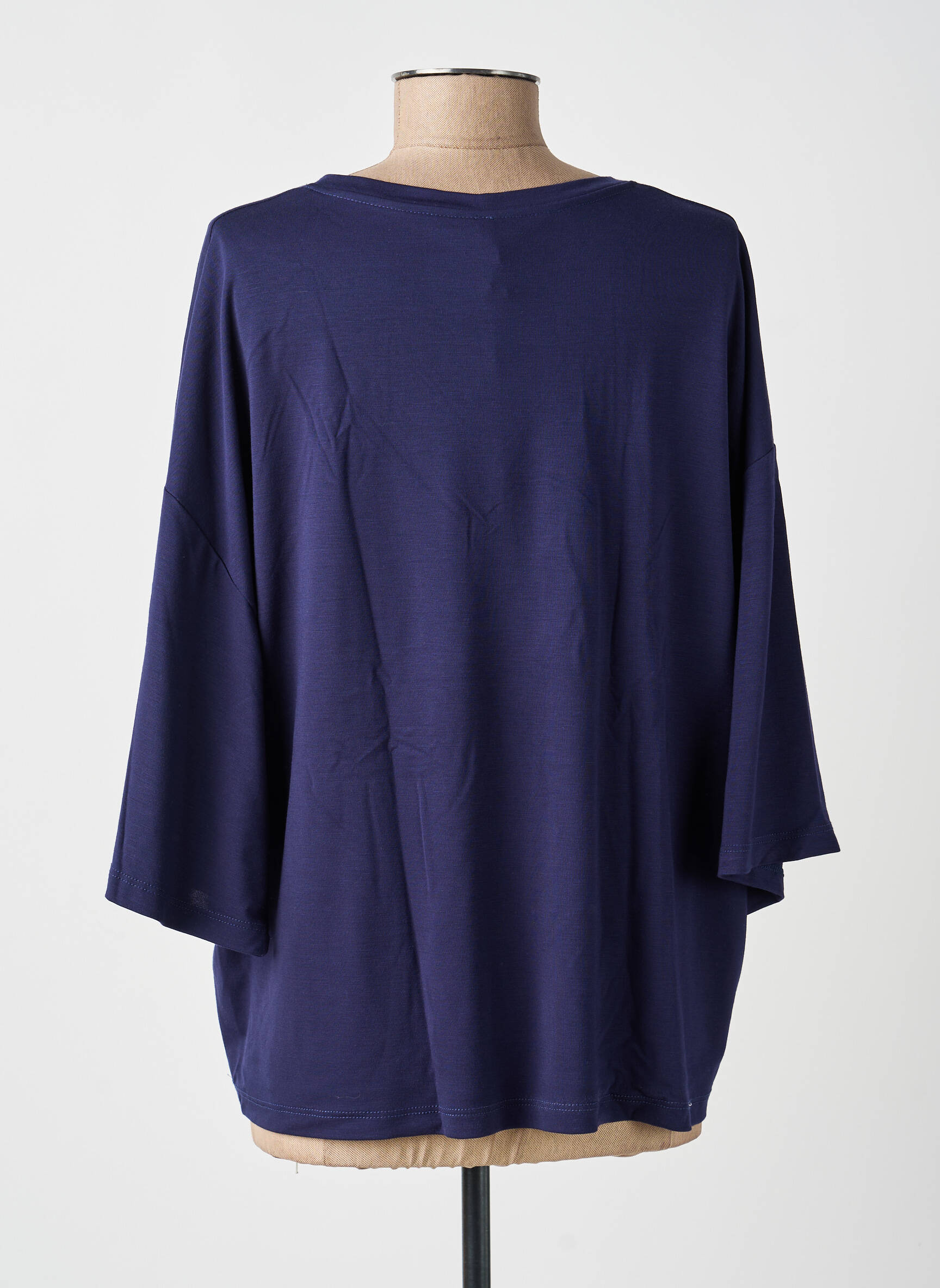 Top coupe fluide manches 3/4 bleu IMPERIAL femme