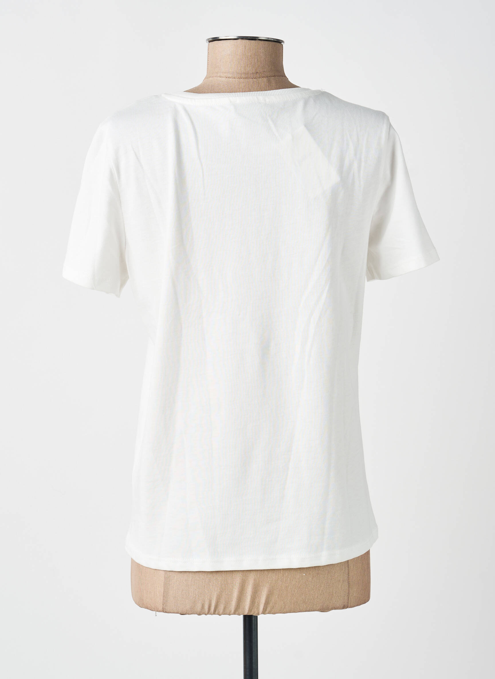 T-shirt coupe droite manches courtes blanc GEISHA femme