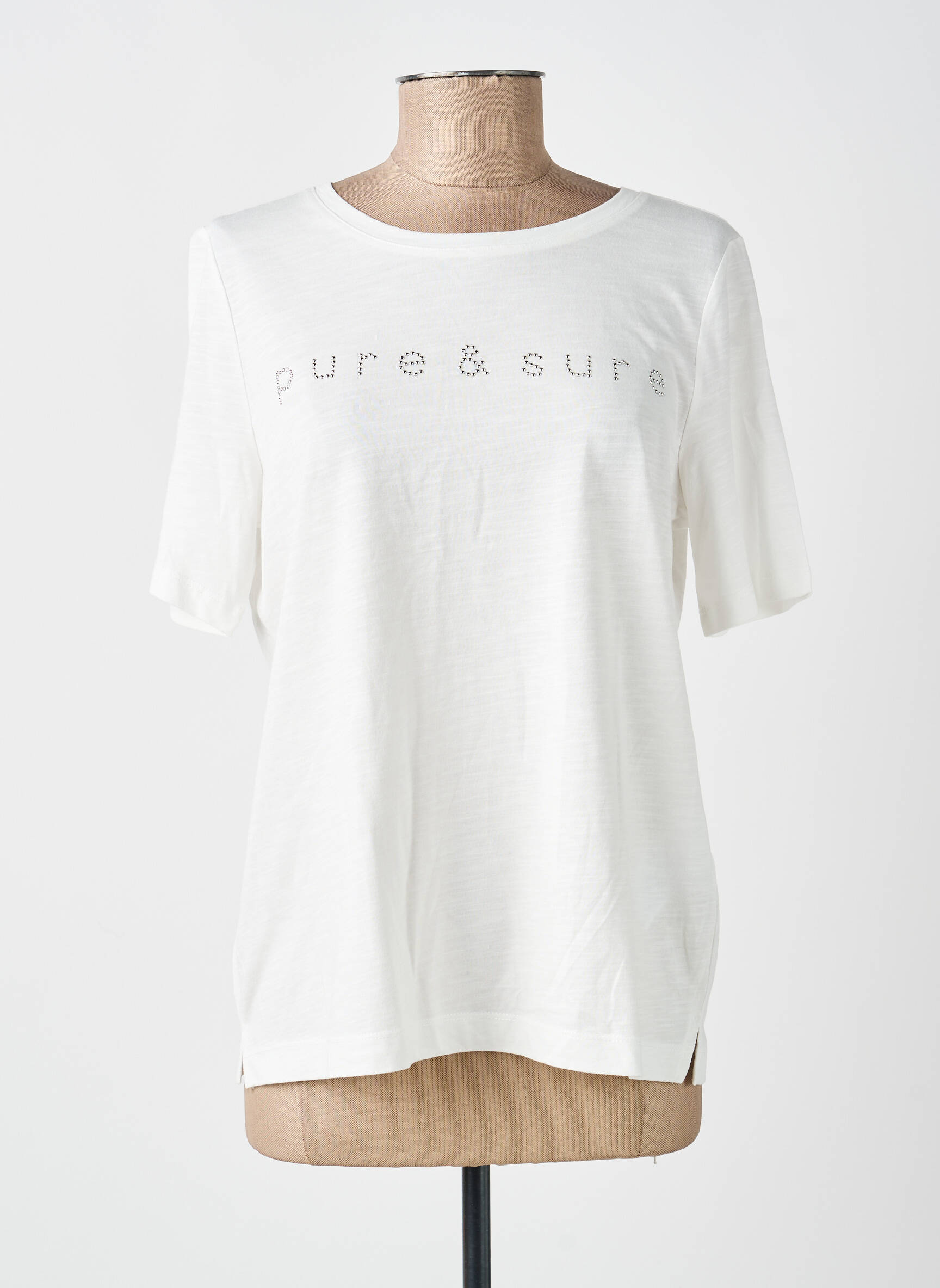 T-shirt col rond manches courtes blanc STREET ONE femme