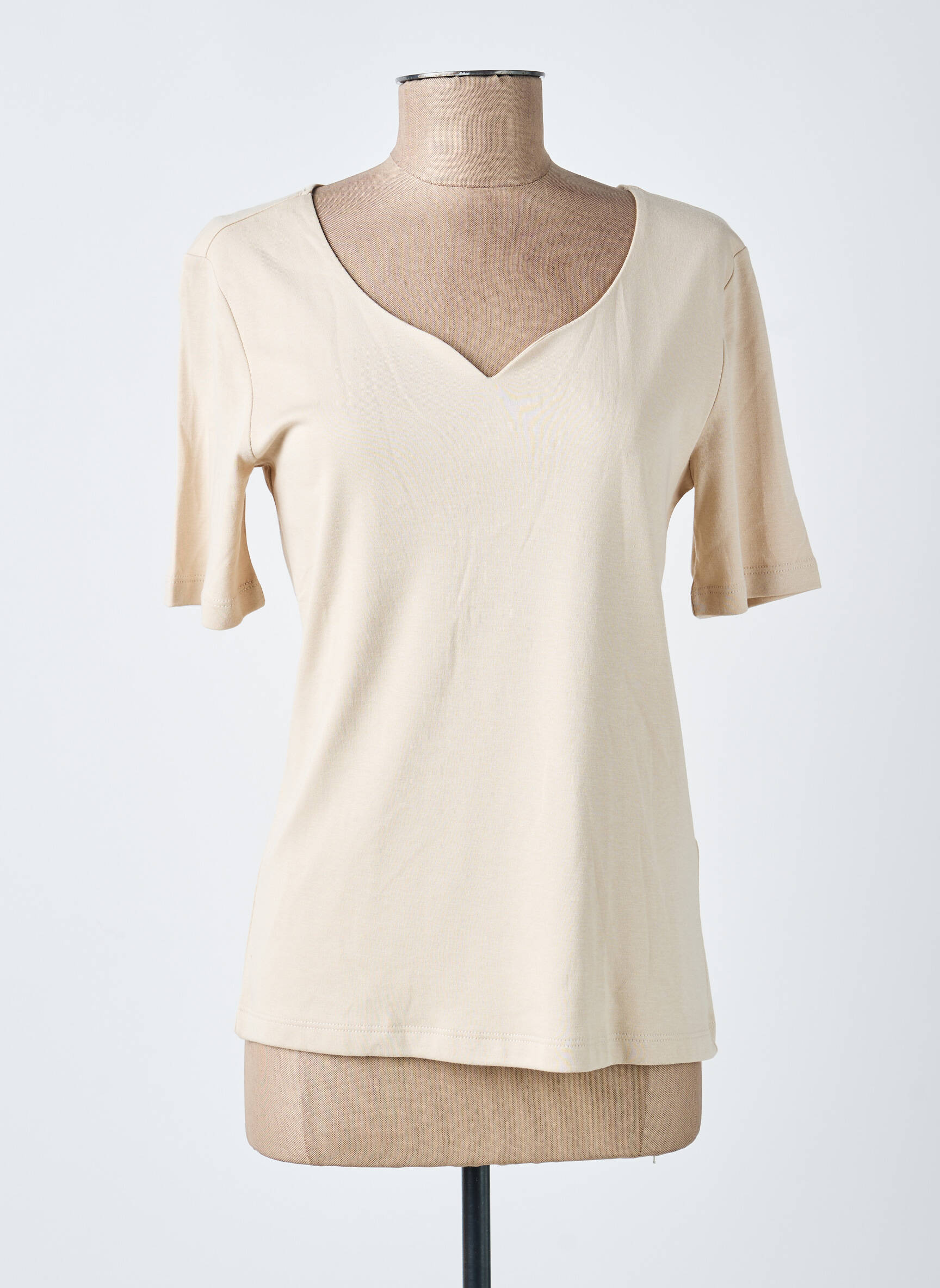 T-shirt col v manches courtes beige STREET ONE femme
