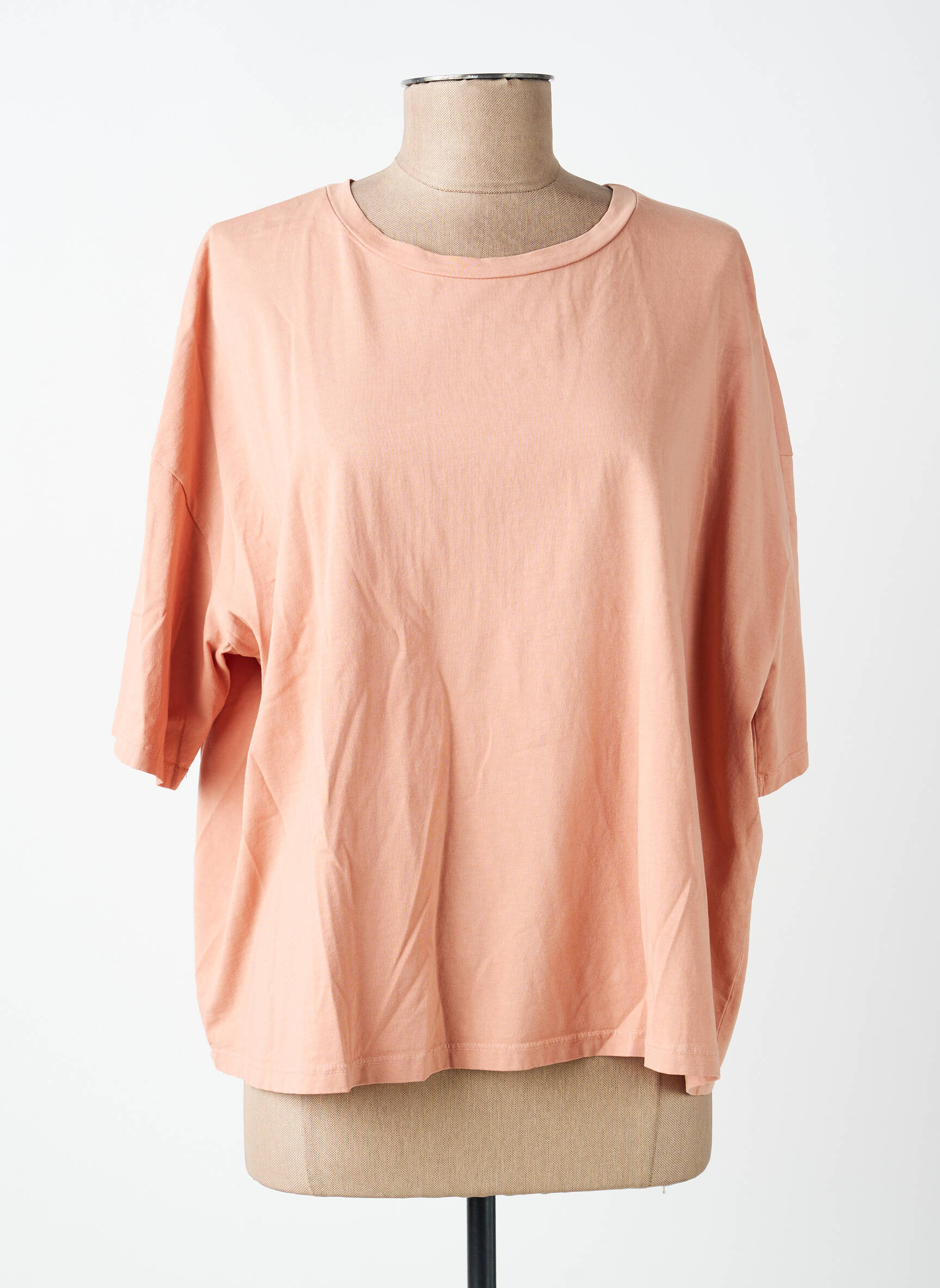 T-shirt col rond manches courtes rose PLEASE femme