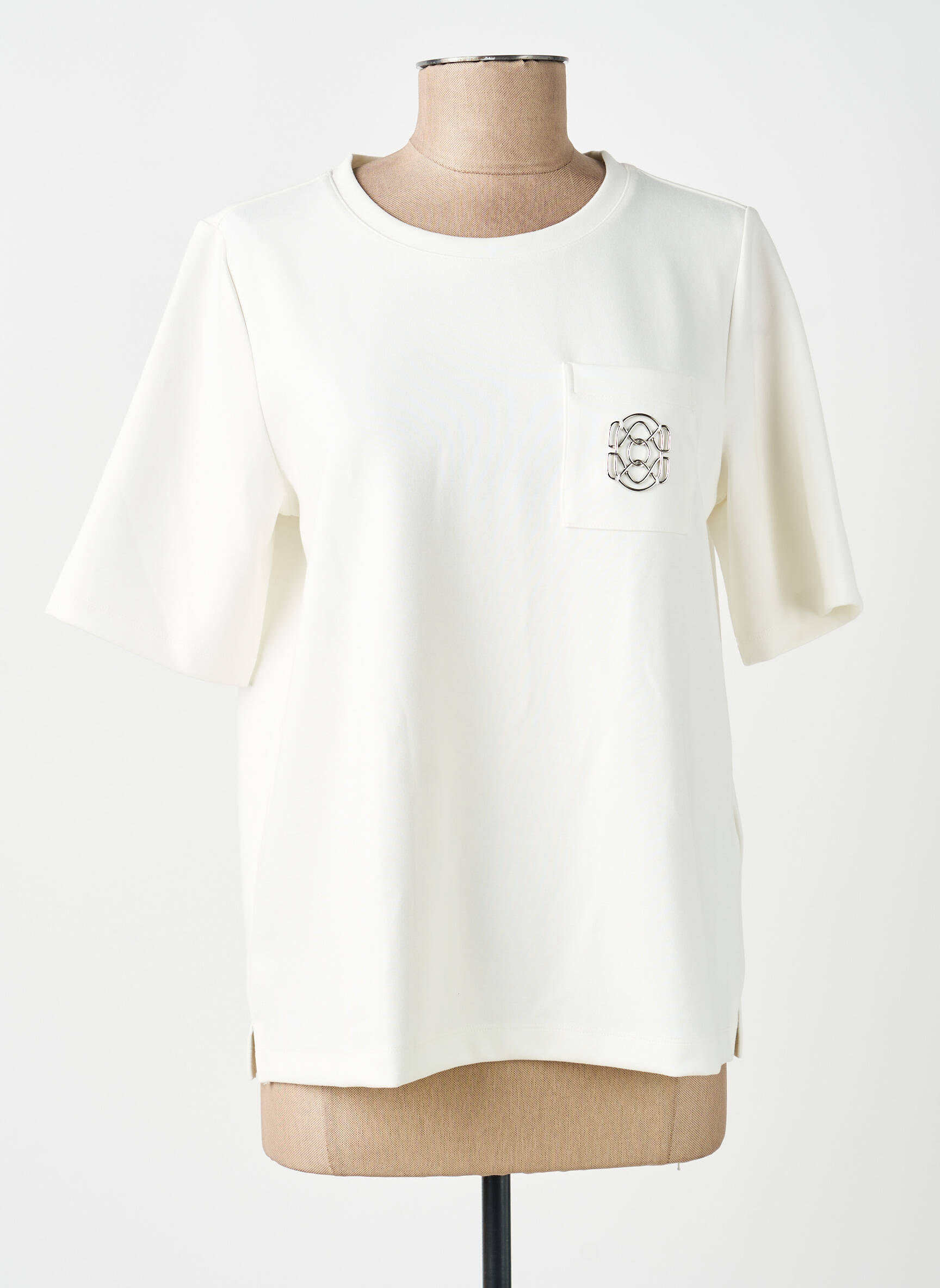 T-shirt col rond manches courtes blanc STREET ONE femme