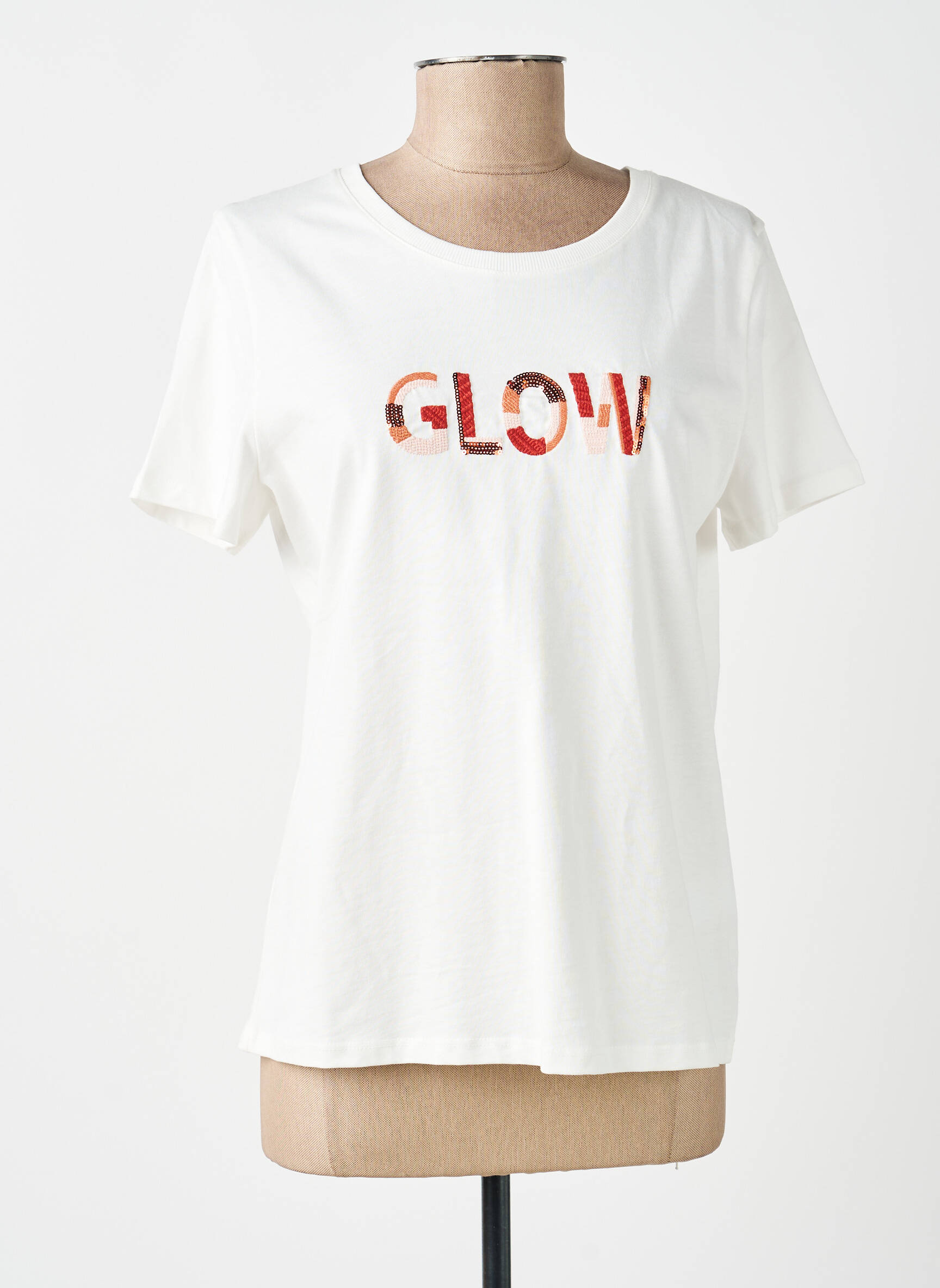 T-shirt stretch manches courtes blanc GEISHA femme