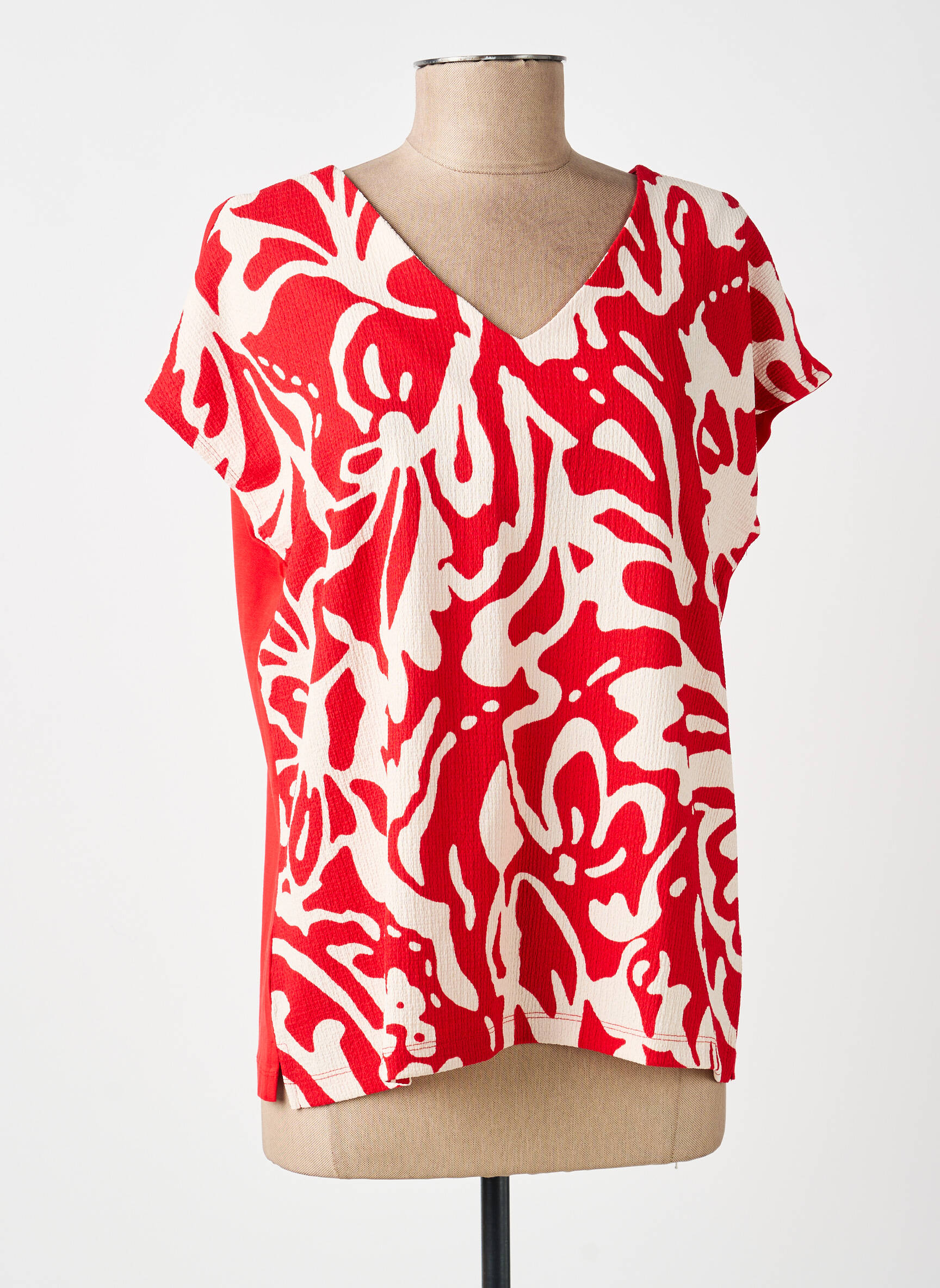 Top imprimé fantaisie manches courtes rouge STREET ONE femme