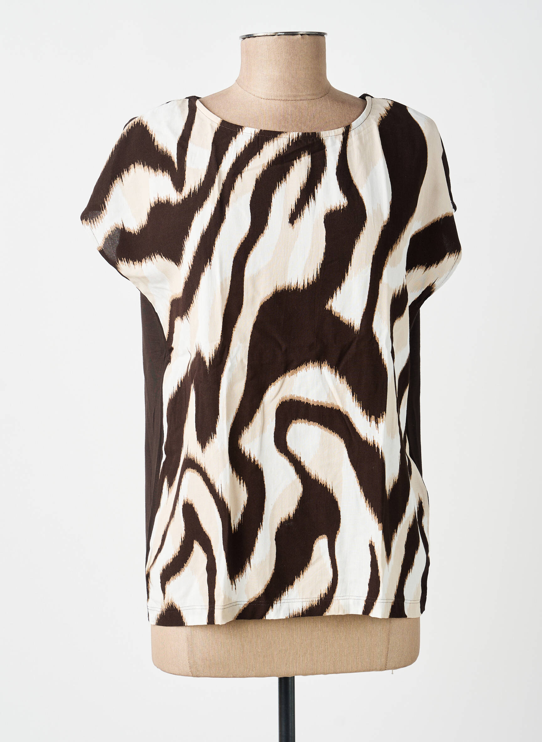 Top imprimé fantaisie manches courtes marron STREET ONE femme