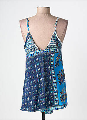 Top imprimé fantaisie fines bretelles bleu LARAETHNICS femme