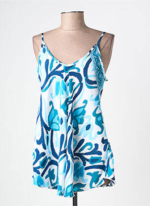 Top imprimé fantaisie fines bretelles bleu LARAETHNICS femme