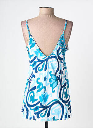 Top imprimé fantaisie fines bretelles bleu LARAETHNICS femme