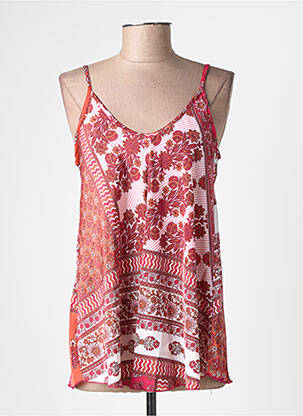 Top imprimé fantaisie fines bretelles rouge LARAETHNICS femme
