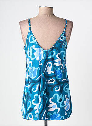Top imprimé fantaisie fines bretelles bleu LARAETHNICS femme