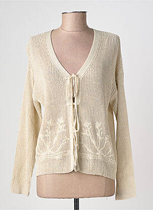 Gilet manches longues maille ajourée or NEKANE femme
