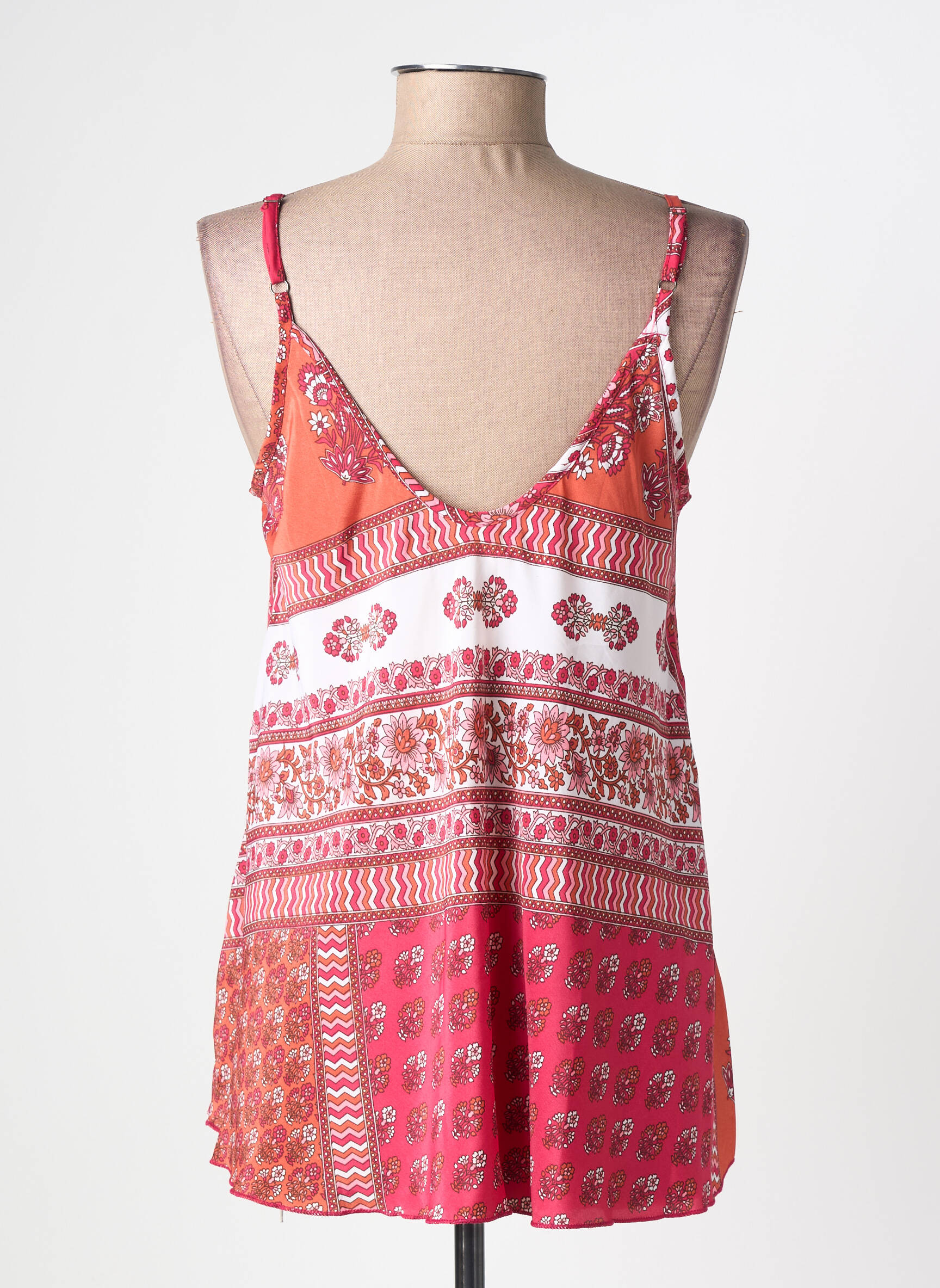 Top imprimé fantaisie fines bretelles rouge LARAETHNICS femme