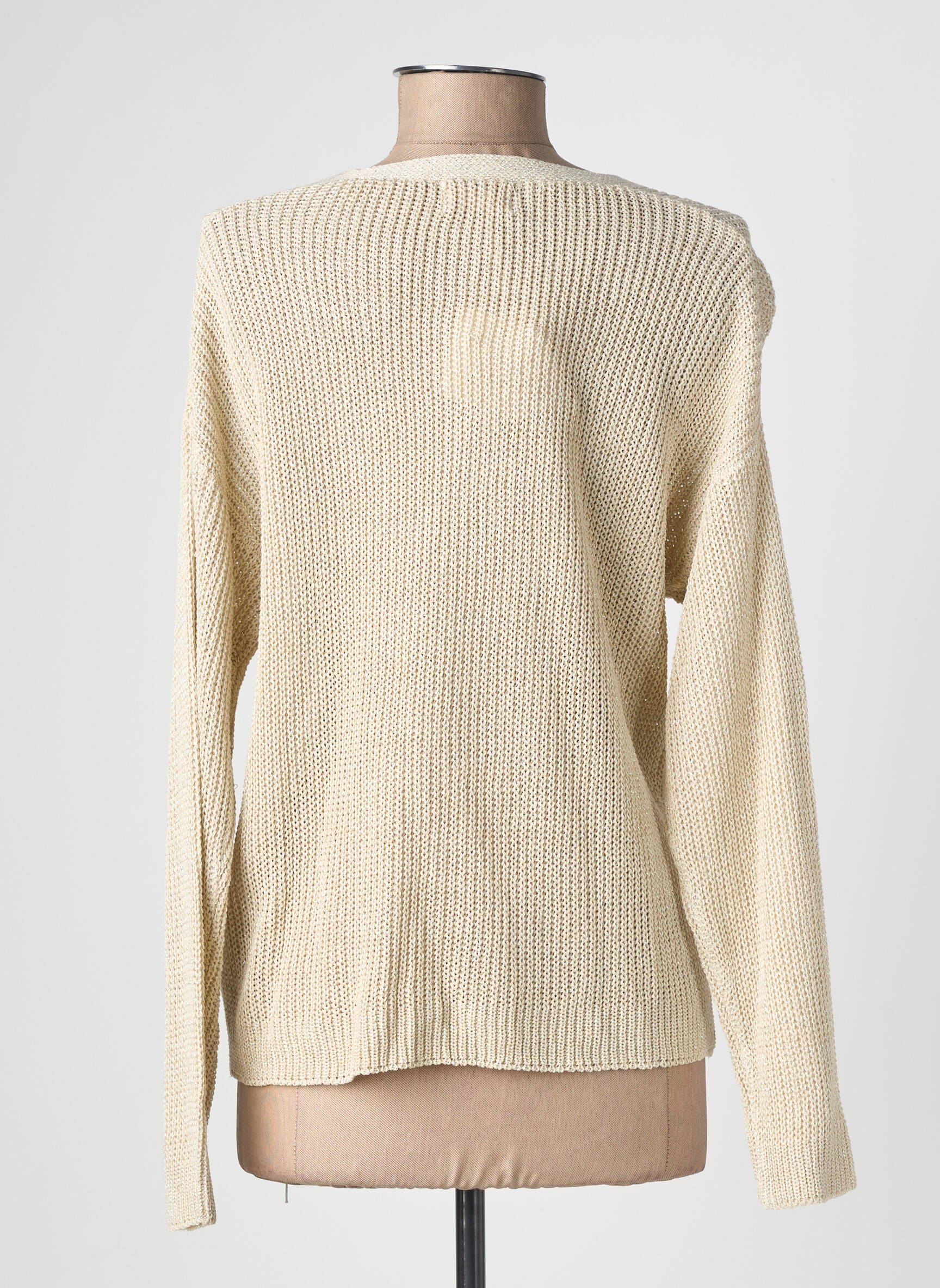 Gilet manches longues maille ajourée or NEKANE femme