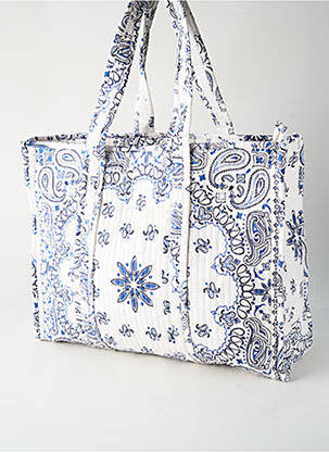Sac fermeture zippée forme rectangulaire blanc LARA-ETHNICS femme