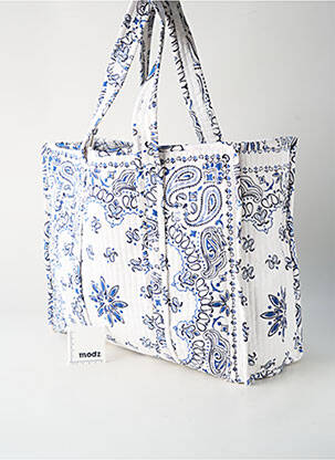 Sac fermeture zippée forme rectangulaire blanc LARA-ETHNICS femme