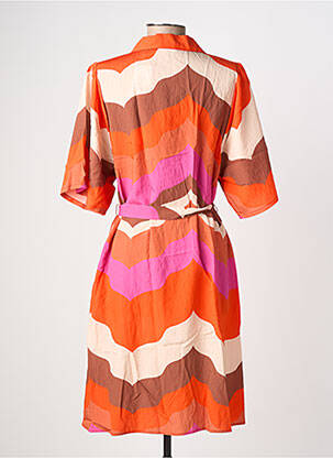 Robe mi-longue coupe fluide manches courtes orange GEISHA femme
