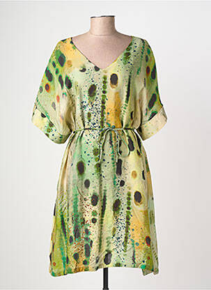 Robe courte coupe fluide manches courtes vert SURKANA femme