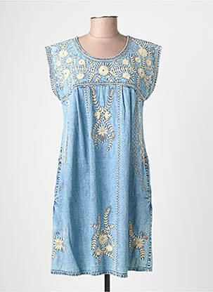 Robe courte manches courtes manches courtes bleu MAISON HOTEL femme