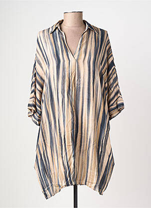 Robe courte coupe fluide manches 3/4 marron PLEASE femme