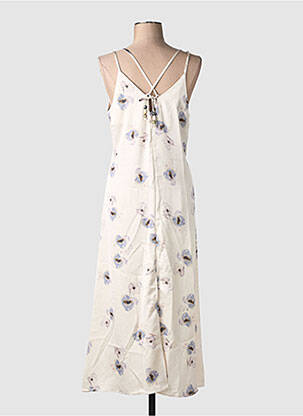 Robe longue imprimé fleurs fines bretelles blanc NEKANE femme