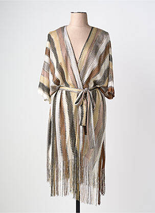 Veste kimono col v marron LARAETHNICS femme