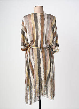 Veste kimono col v marron LARAETHNICS femme