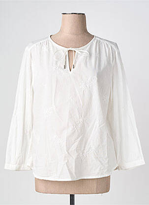 Blouse tissage popeline manches longues blanc STREET ONE femme