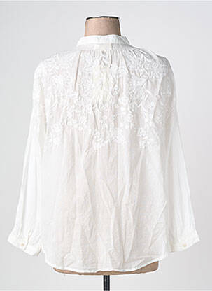Blouse tissage popeline manches longues blanc LARAETHNICS femme