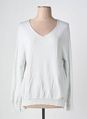 Pull col v manches longues argent PLEASE femme