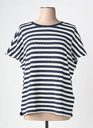 Pull maille souple et aérée manches courtes bleu STREET ONE femme