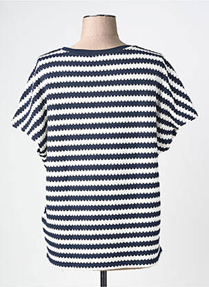 Pull maille souple et aérée manches courtes bleu STREET ONE femme