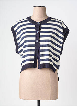 Gilet manches courtes fermeture boutonnée sur le devant bleu PLEASE femme