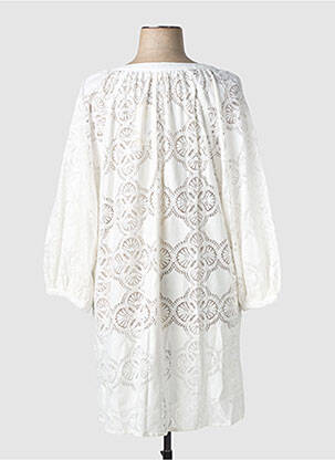 Robe courte coupe fluide manches longues blanc LARAETHNICS femme