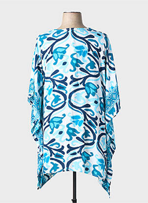 Tunique manches courtes coupe fluide bleu LARAETHNICS femme