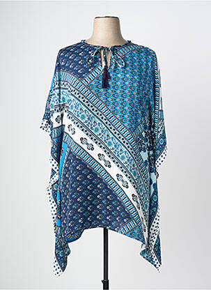 Tunique manches courtes coupe fluide bleu LARAETHNICS femme