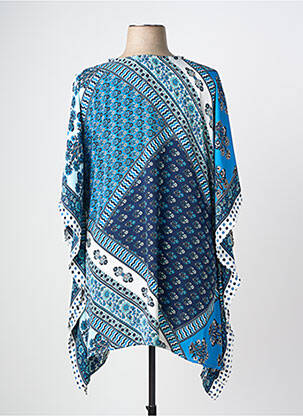Tunique manches courtes coupe fluide bleu LARAETHNICS femme