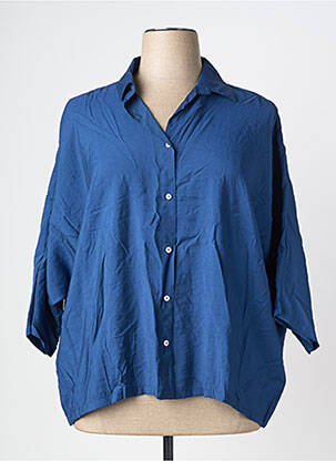 Chemisier manches courtes manches courtes bleu LARAETHNICS femme