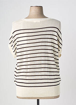 Pull maille ajourée manches courtes blanc STREET ONE femme