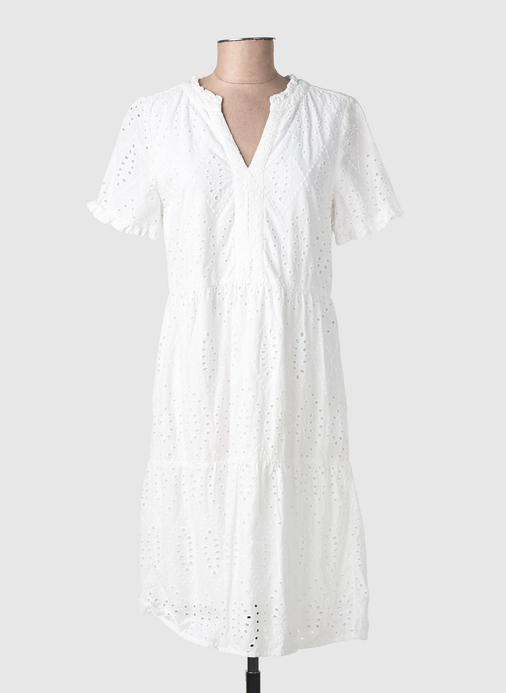 Robe mi-longue manches courtes manches courtes blanc STREET ONE femme