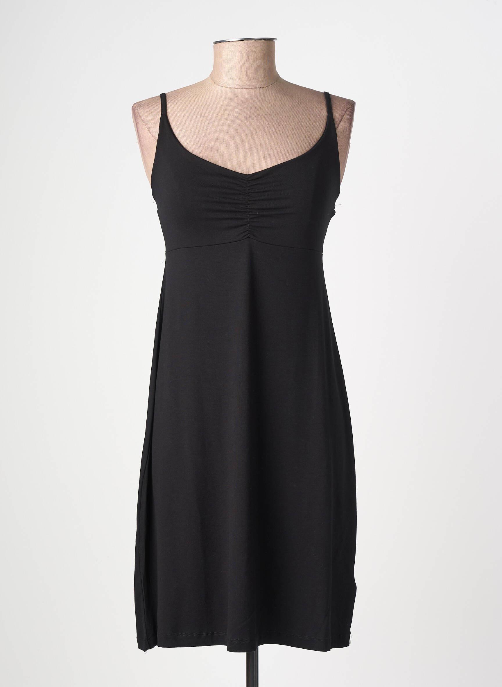 Robe courte coupe fluide fines bretelles noir GEISHA femme
