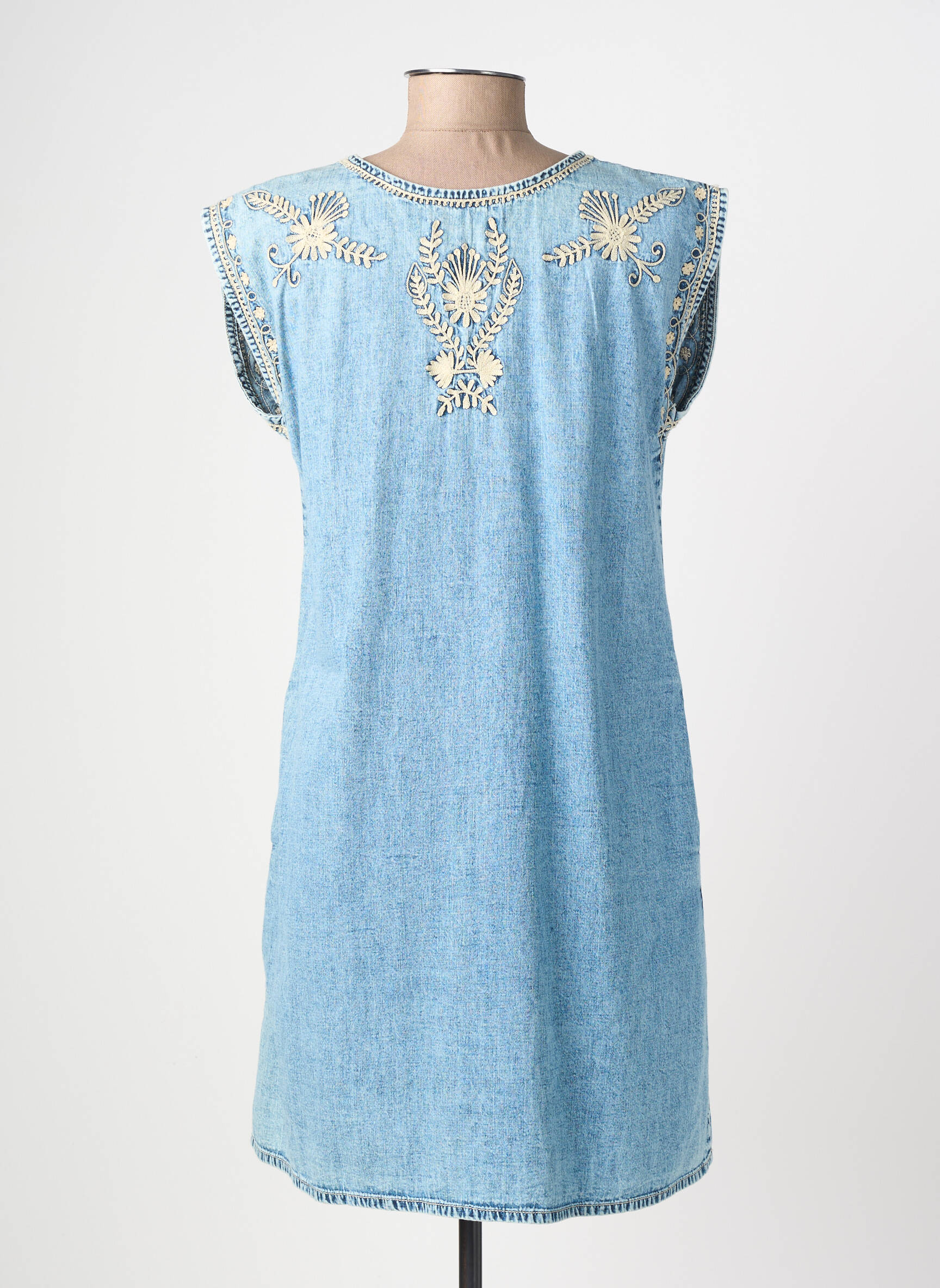 Robe courte manches courtes manches courtes bleu MAISON HOTEL femme