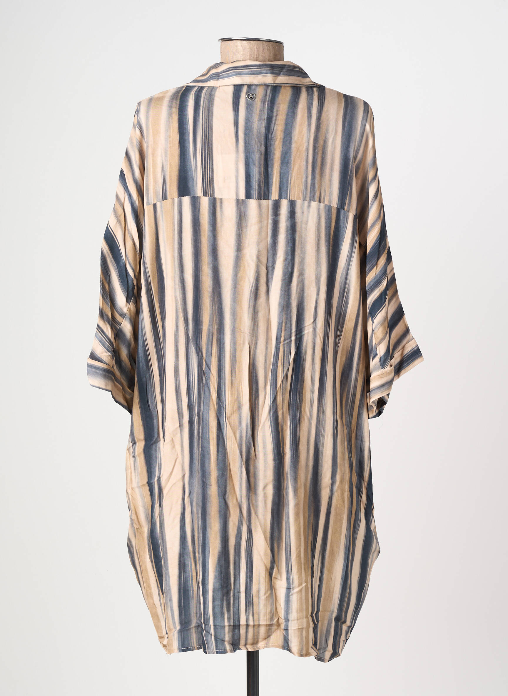 Robe courte coupe fluide manches 3/4 marron PLEASE femme