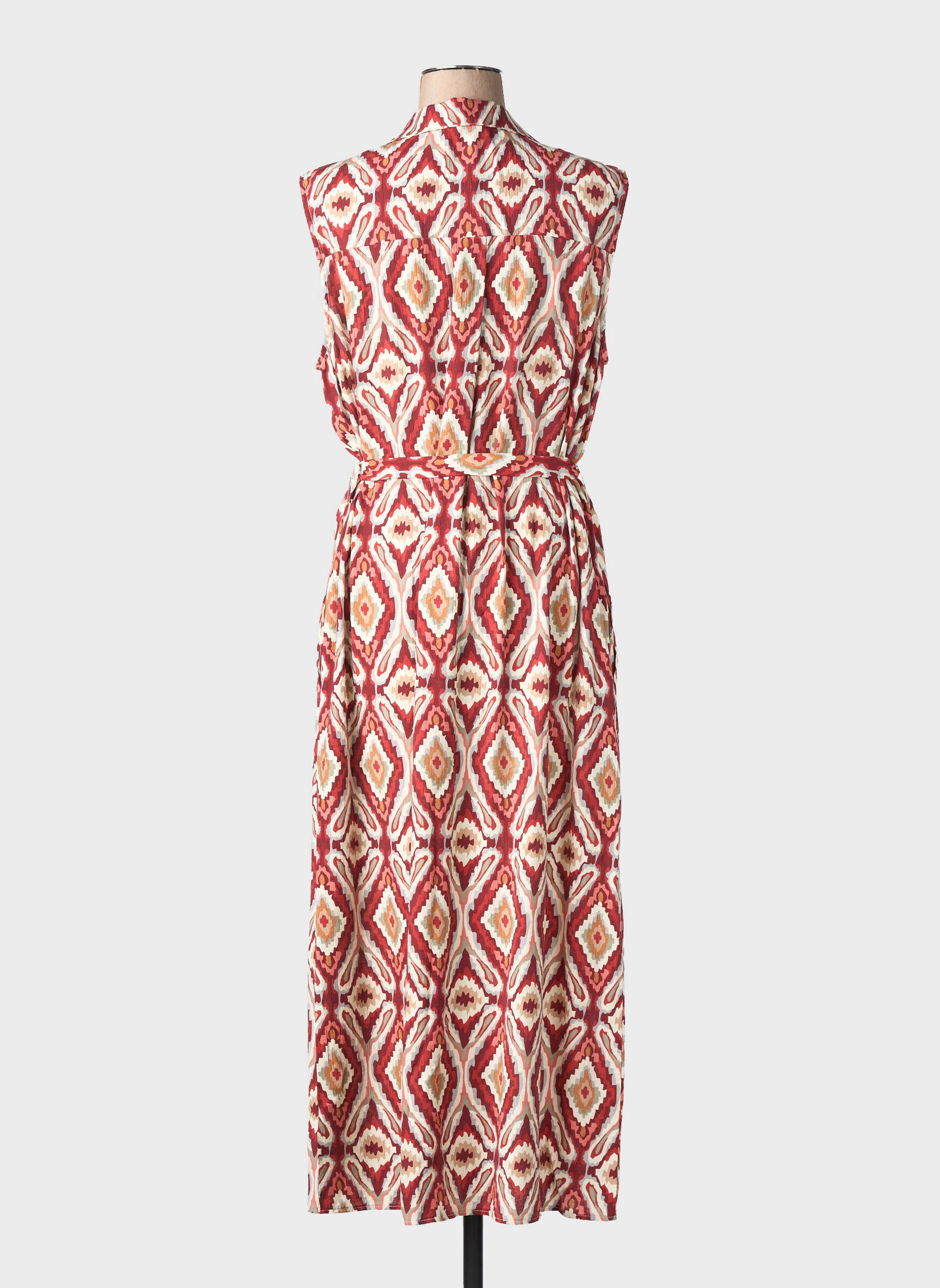 Robe longue imprimé fantaisie sans manche rouge GEISHA femme