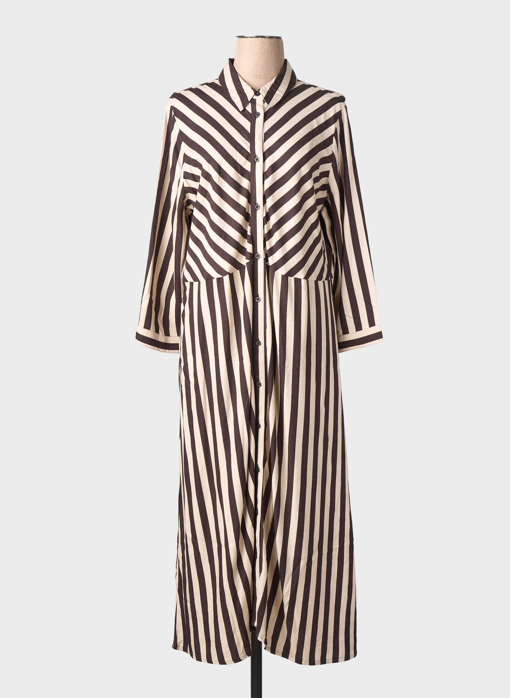 Robe longue manches longues manches longues marron STREET ONE femme