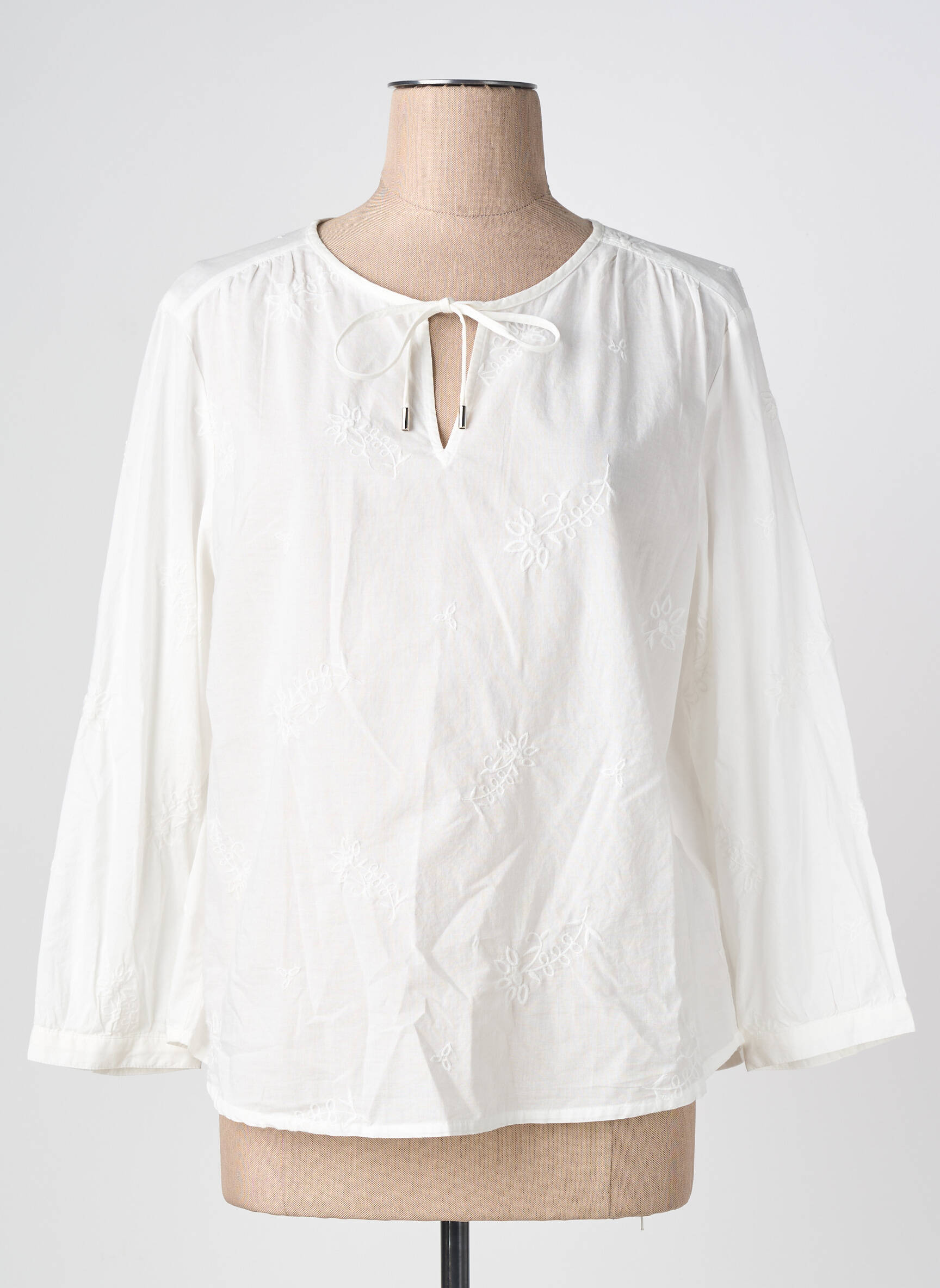 Blouse tissage popeline manches longues blanc STREET ONE femme