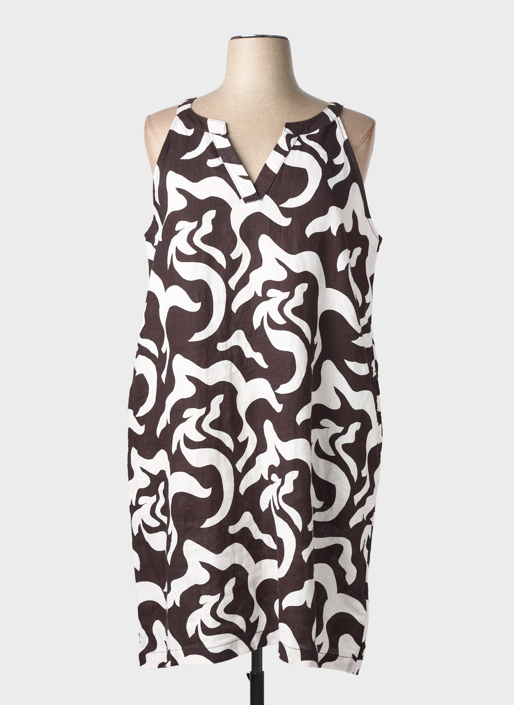 Robe mi-longue coupe fluide sans manche marron STREET ONE femme
