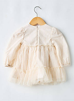 Robe mi-longue fermeture zippée au dos manches longues beige MAYORAL fille